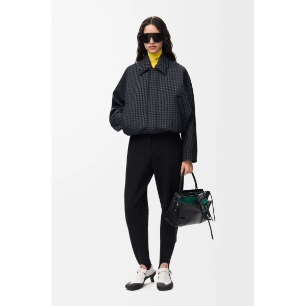 Drawstring Jacket in Wool, Blue and Black - Image 2