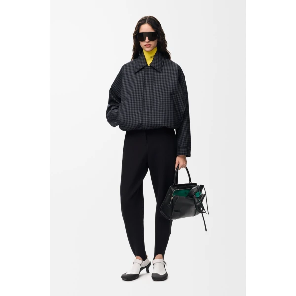 Drawstring Jacket in Wool, Blue and Black - Image 2