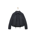 Loewe Drawstring Jacket in Wool, Blue and Black | Jackets | Coveti