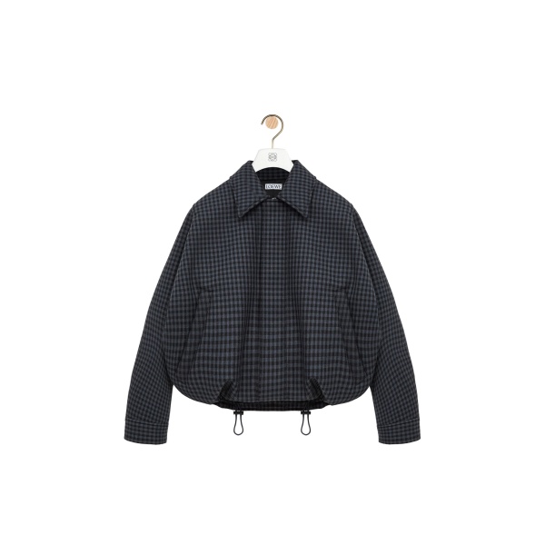 Loewe Drawstring Jacket in Wool, Blue and Black | Jackets | Coveti