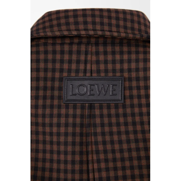 Drawstring Jacket in Wool, Brown and Black - Image 6