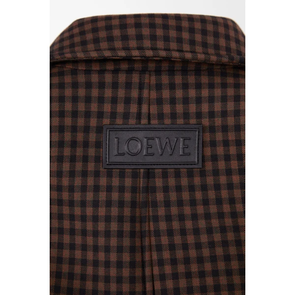 Drawstring Jacket in Wool, Brown and Black - Image 6
