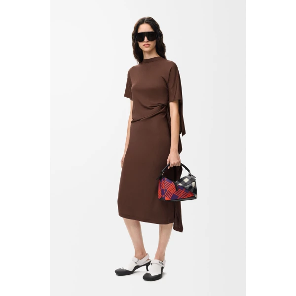 Dress in Viscose Blend, Dark Brown - Image 2