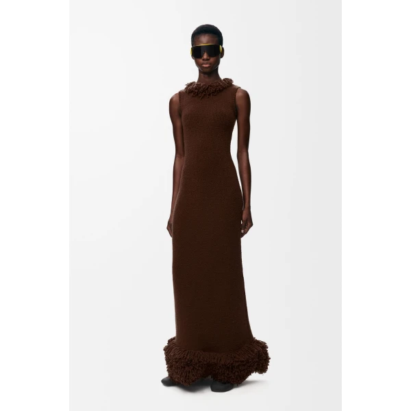 Dress in Wool Blend, Brown - Image 2