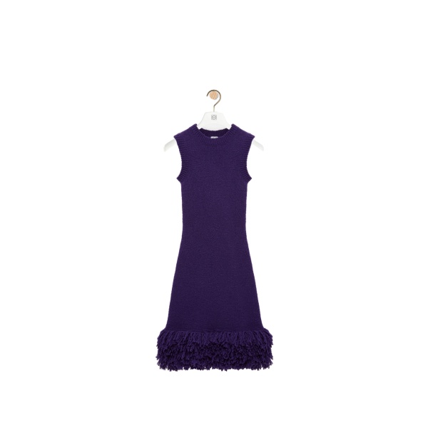 Loewe Dress in Wool Blend, Purple | Dresses | Coveti