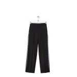 Loewe Gingham Pleat Trousers in Wool, Black | Pants | Coveti