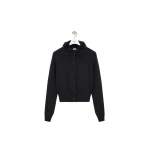 Loewe Hairy Collar Cardigan in Wool, Black | Knitwear | Coveti