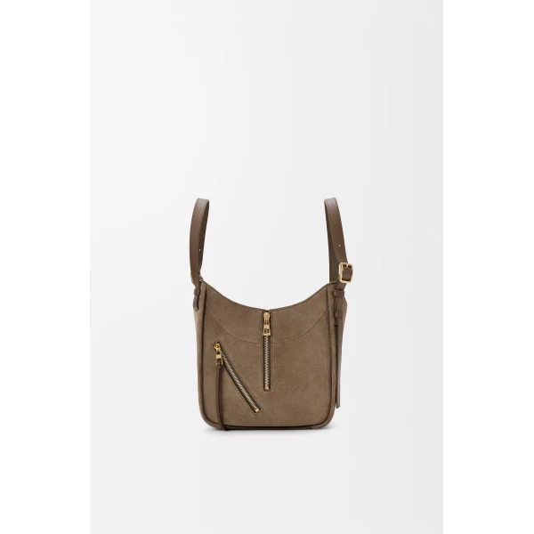 Hammock Flip Bag in Suede, Brownish Green - Image 5