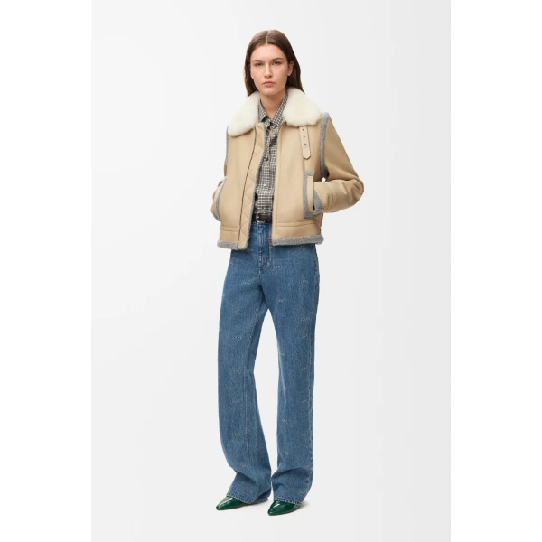 Jacket in Shearling, Beige