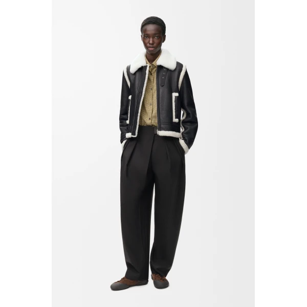 Jacket in Shearling, Black - Image 2