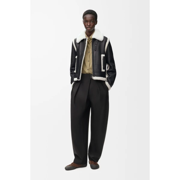 Jacket in Shearling, Black - Image 2