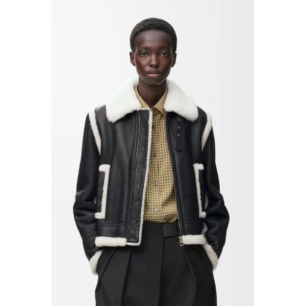 Jacket in Shearling, Black - Image 3