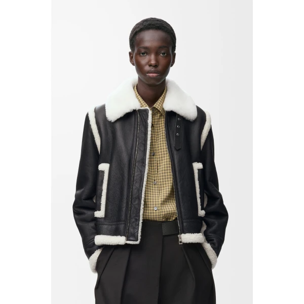 Jacket in Shearling, Black - Image 3