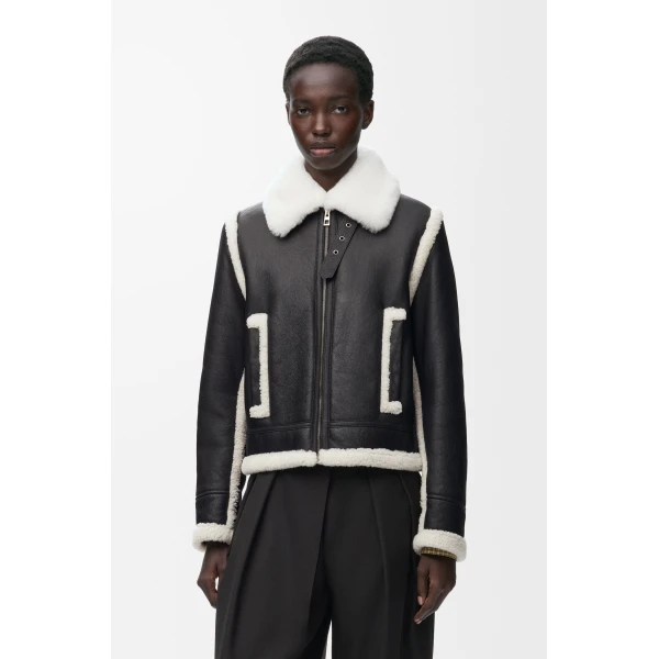 Jacket in Shearling, Black - Image 4