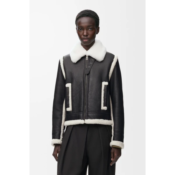 Jacket in Shearling, Black - Image 4