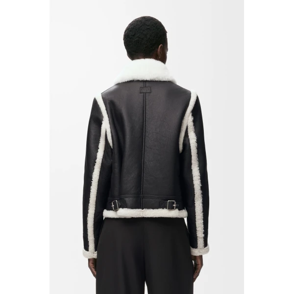 Jacket in Shearling, Black - Image 5
