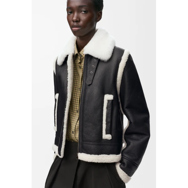 Jacket in Shearling, Black - Image 6