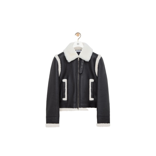 Loewe Jacket in Shearling, Black | Jackets | Coveti
