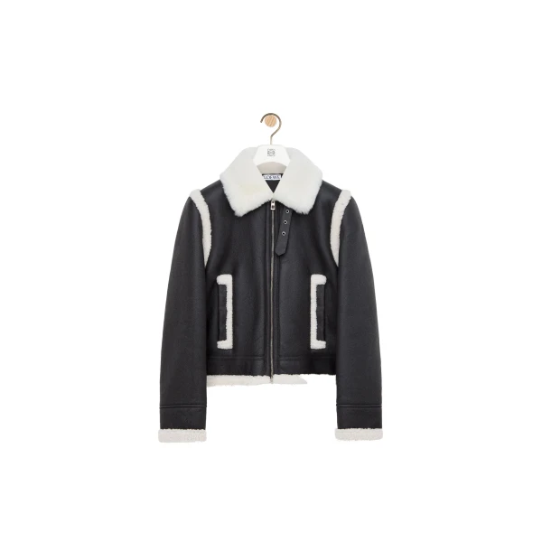 Loewe Jacket in Shearling, Black | Jackets | Coveti