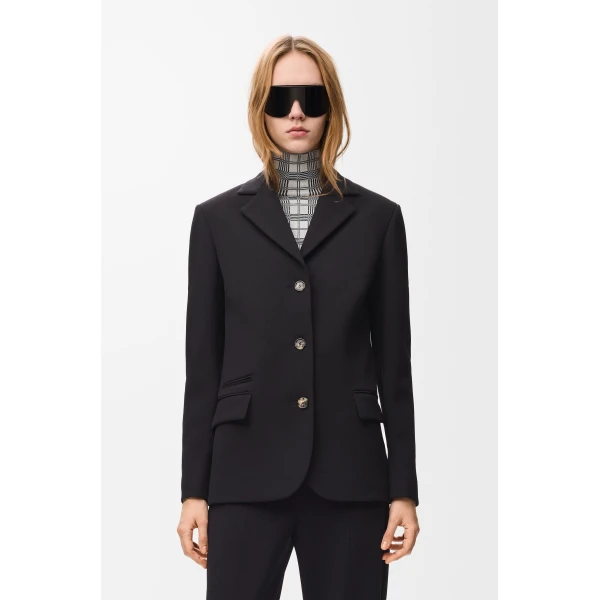 Jacket in Stretch Wool Blend, Black - Image 3