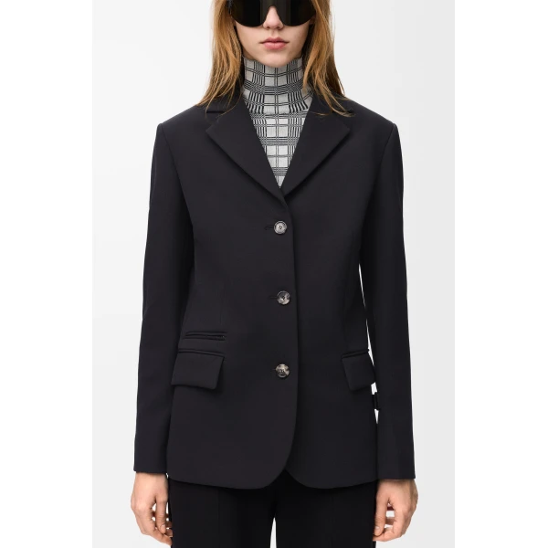 Jacket in Stretch Wool Blend, Black - Image 5