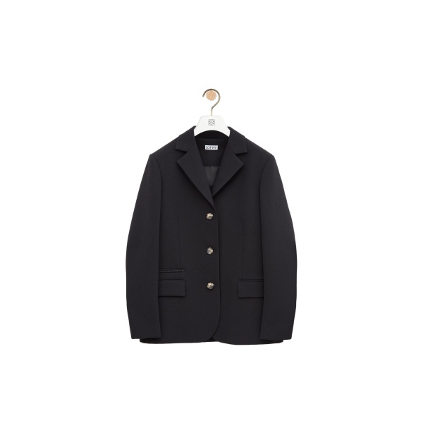Loewe Jacket in Stretch Wool Blend, Black | Jackets | Coveti