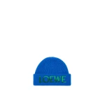 Loewe Logo Beanie in Wool, Blue and Green | Accessories | Coveti