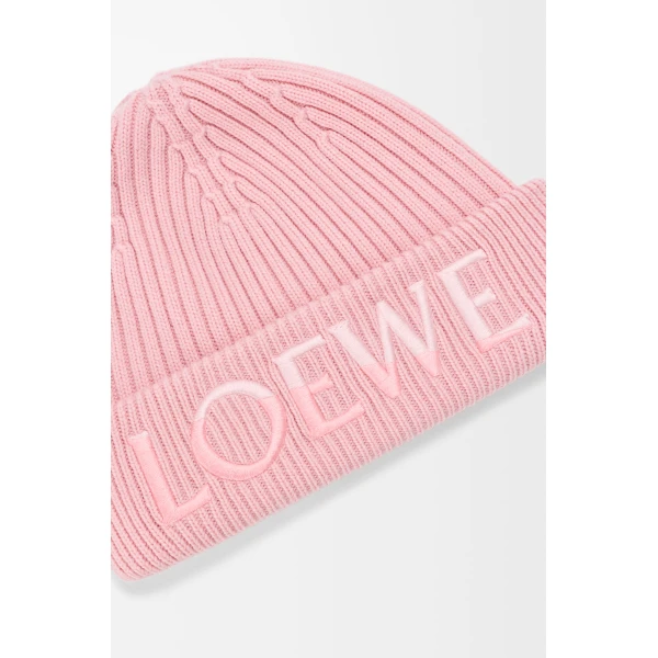 Logo Beanie in Wool, Light Pink - Image 4