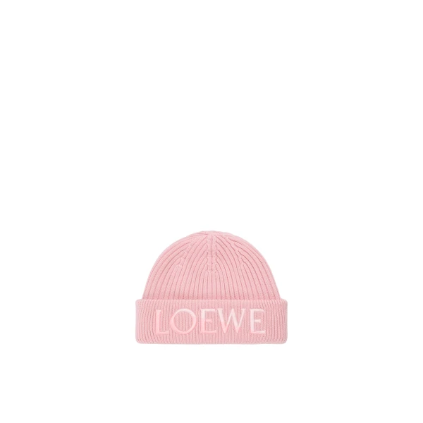 Logo Beanie in Wool, Light Pink