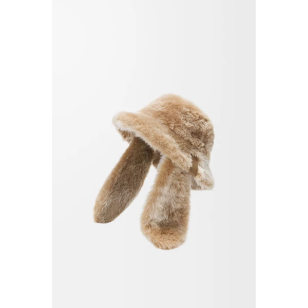 Lop Hat in Shearling, Brown - Image 2