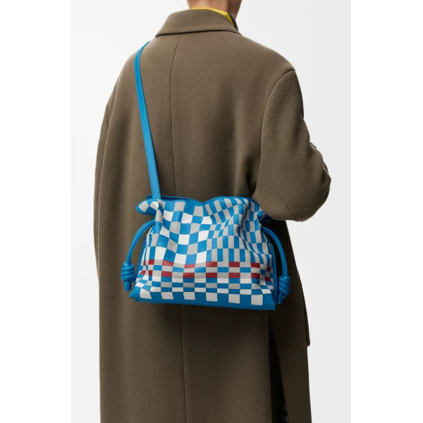 Medium Flamenco Clutch in Mosaic Intarsio, Blue and Multicolour - Image 3