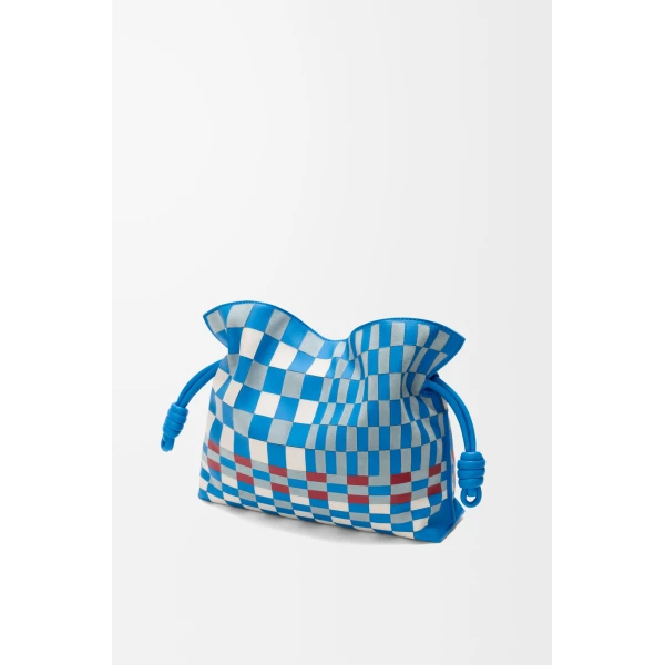 Medium Flamenco Clutch in Mosaic Intarsio, Blue and Multicolour - Image 4