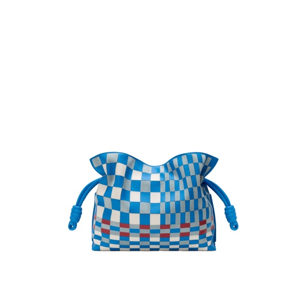 Loewe Medium Flamenco Clutch in Mosaic Intarsio, Blue and Multicolour | Bags | Coveti
