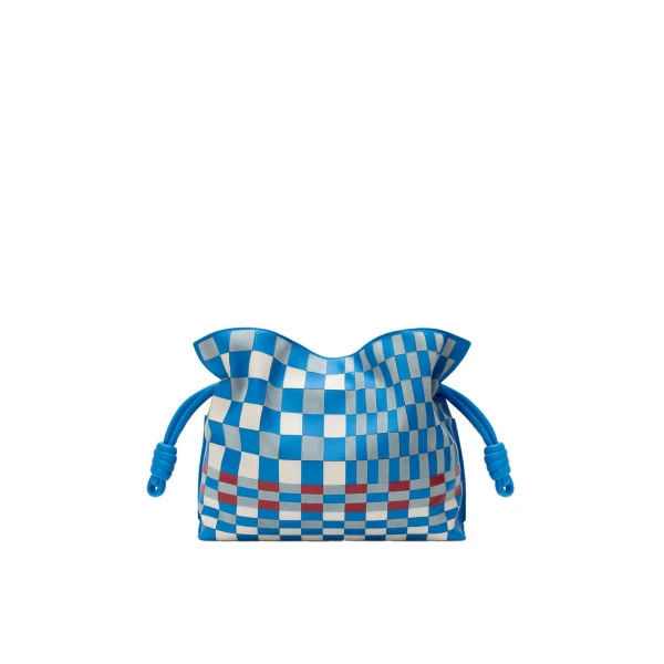 Medium Flamenco Clutch in Mosaic Intarsio, Blue and Multicolour