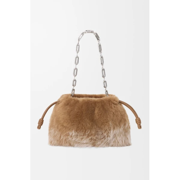 Medium Flamenco Purse in Gradient Shearling, Camel - Image 2