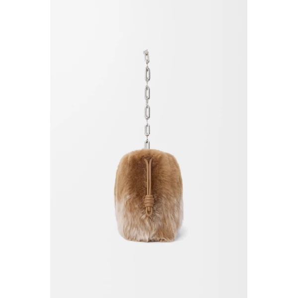 Medium Flamenco Purse in Gradient Shearling, Camel - Image 4