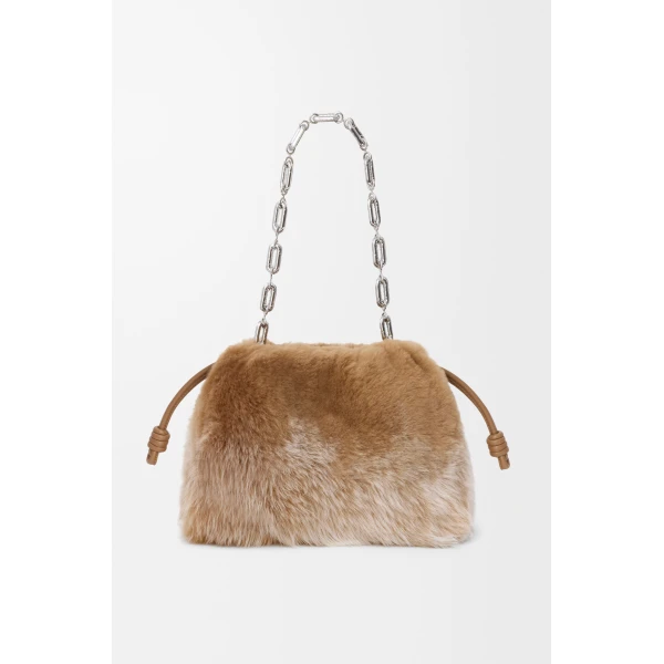 Medium Flamenco Purse in Gradient Shearling, Camel - Image 5