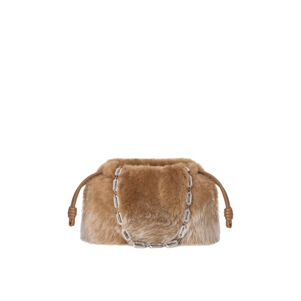Loewe Medium Flamenco Purse in Gradient Shearling, Camel | Bags | Coveti