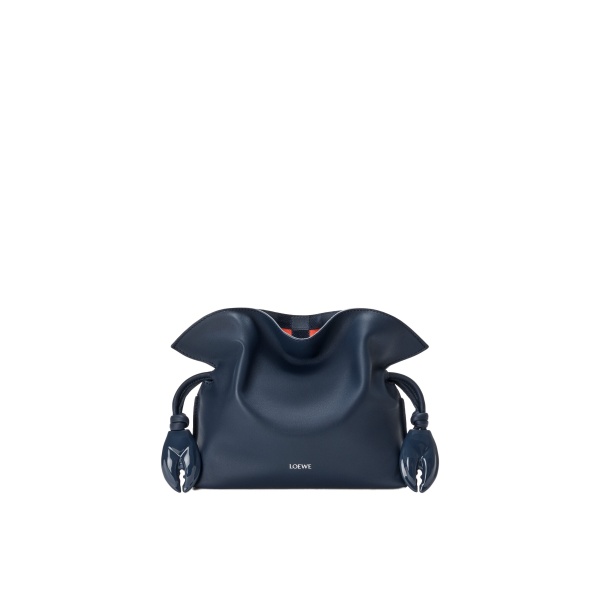Loewe Mini Flamenco Clutch in Nappa Calfskin and Check Intarsio, Deep Navy and Multicolour | Bags | Coveti