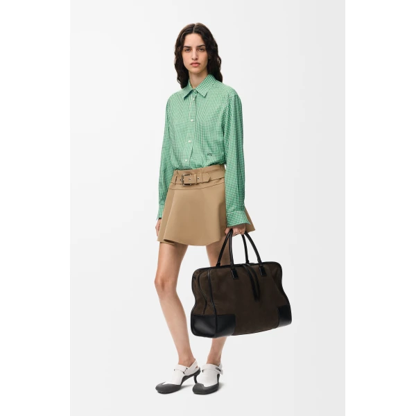 Mini Skirt in Cotton, Beige - Image 2