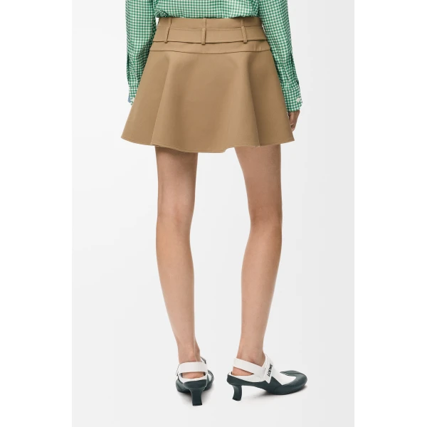 Mini Skirt in Cotton, Beige - Image 4