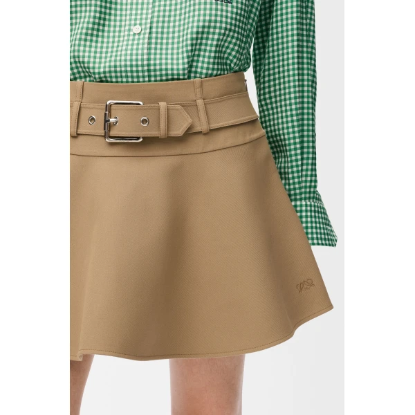 Mini Skirt in Cotton, Beige - Image 5