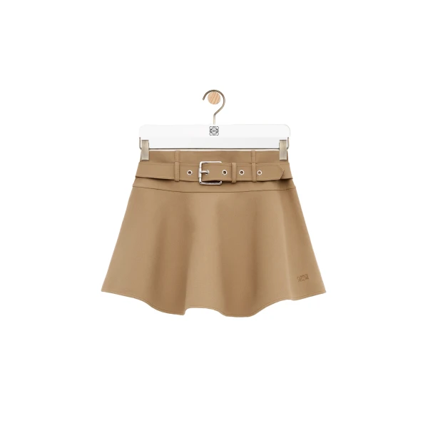Mini Skirt in Cotton, Beige