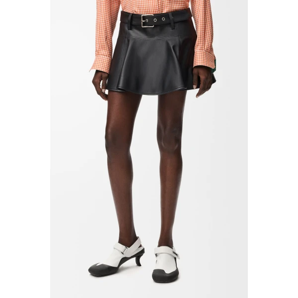 Mini Skirt in Nappa Lambskin, Black - Image 3