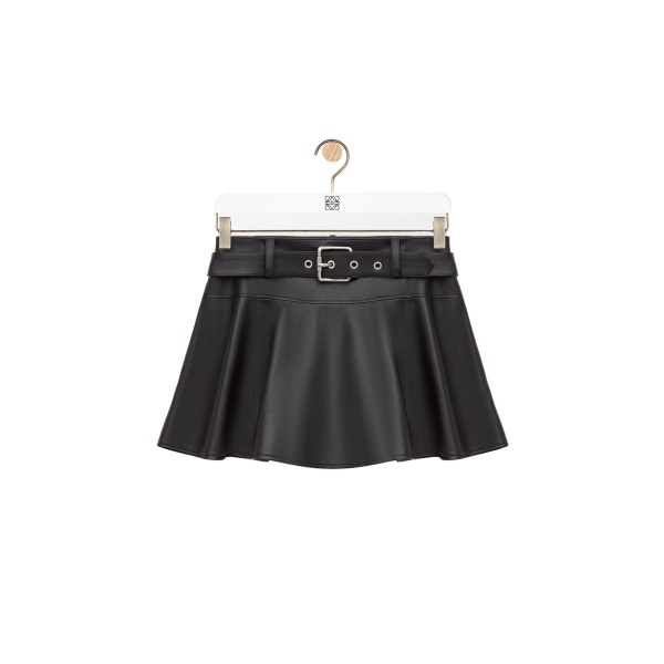 Mini Skirt in Nappa Lambskin, Black