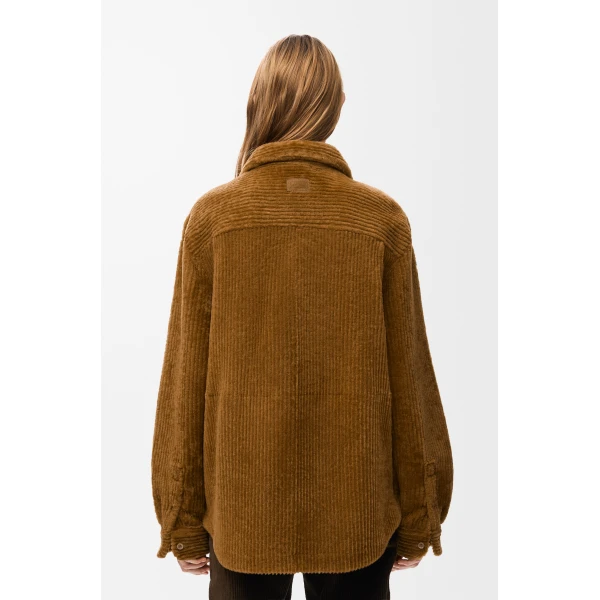 Overshirt in Shearling Corduroy, Camel - Image 4