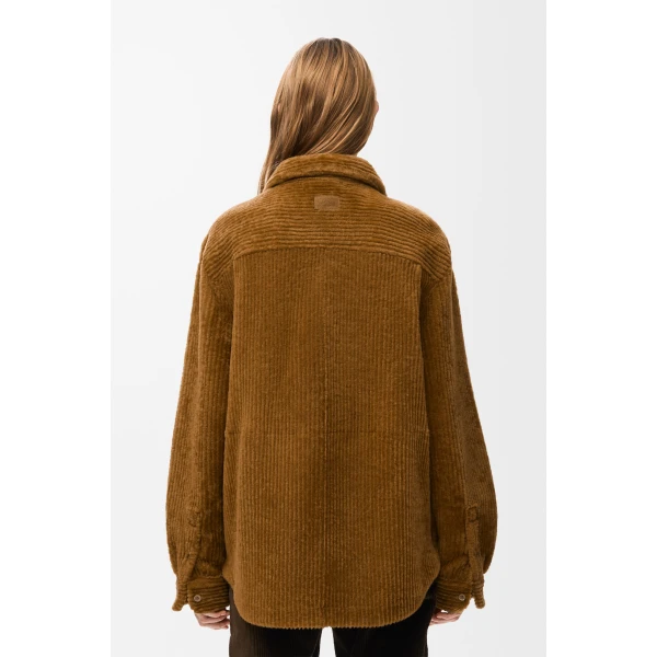 Overshirt in Shearling Corduroy, Camel - Image 4