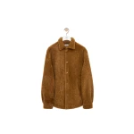 Loewe Overshirt in Shearling Corduroy, Camel | Jackets | Coveti