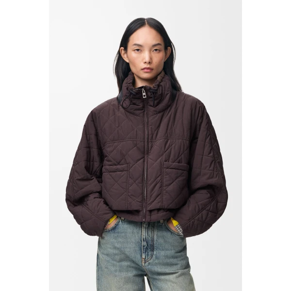 Padded Jacket in Technical Shell, Brown - Image 3