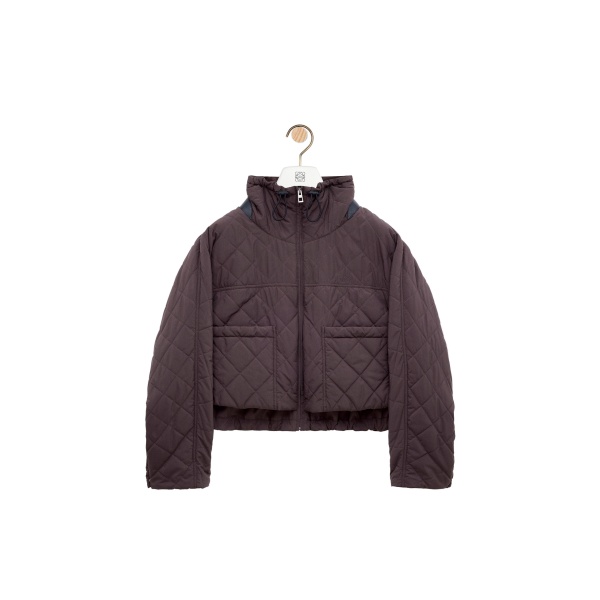 Loewe Padded Jacket in Technical Shell, Brown | Jackets | Coveti